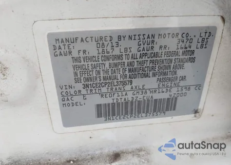 2014 Nissan Versa Note Sv from USA, damaged, VIN 3N1CE2CP2EL375579